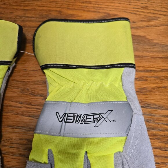 New Hi-Visibility Insulated Leather Palm Work Gloves Size XL Heavy Duty Viswerx - Picture 4 of 6